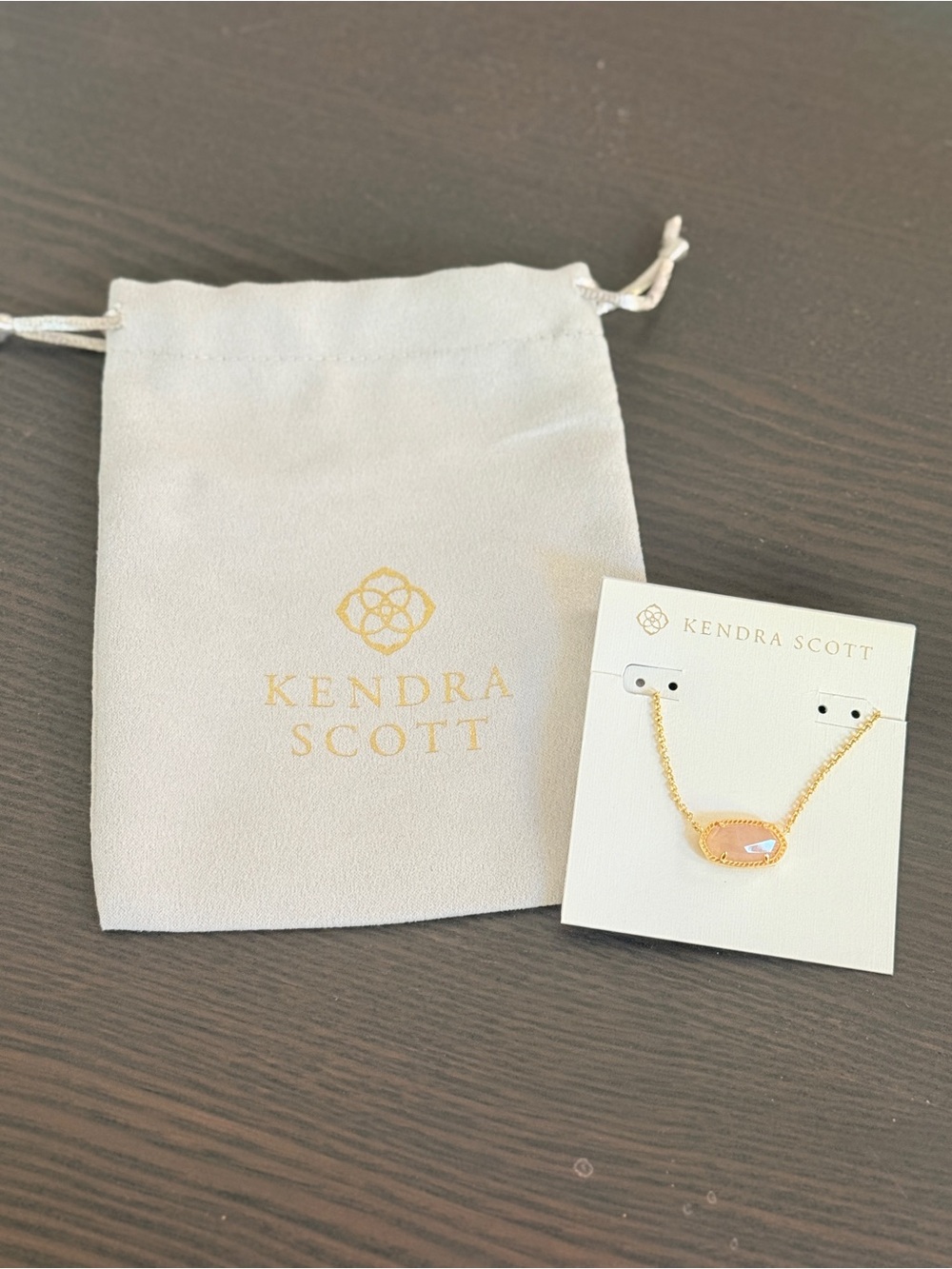 Kendra Scott Elisa Gold Pink Rose Quartz Gemstone Necklace